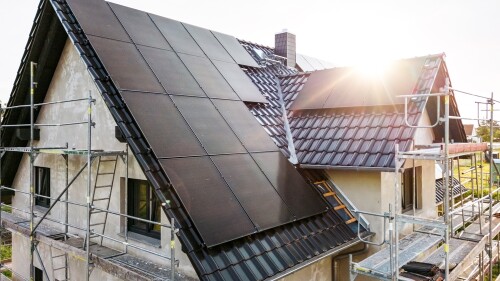 Construction,Site,Of,A,Sustainable,Single,Family,House,With,Solar