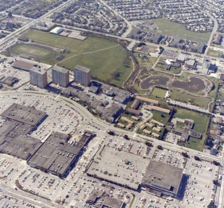Vancouver Commercial Real Estate: An aerial of Richmond Centre. Below: A rendering of the planned Central Plaza.