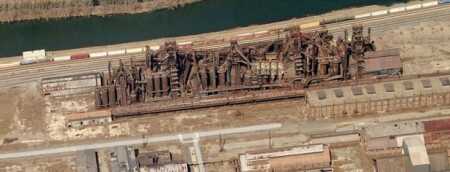 An aerial photograph of the project site prior to redevelopment. (Bethlehem Redevelopment Authority)