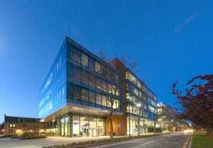 SGA designed Biogen Idec’s world headquarters at 225 Binney Street in Cambridge, Massachusetts. The 305,000-square-foot (28,000 sq m) build-to-suit life science development is the first building completed in Kendall Square’s Alexandria Center. (PETER VANDERWARKER)