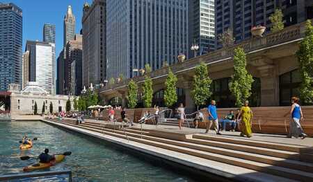 Chicago Riverwalk is an open, pedestrian waterfront located on the south bank of the Chicago River in downtown Chicago. This project is one of the 25 finalists for this year's ULI Global Awards for Excellence.