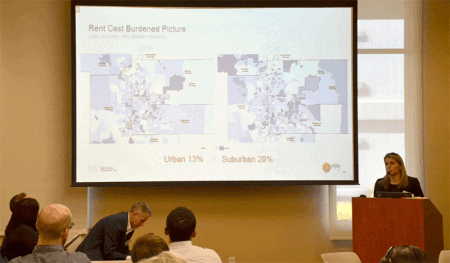 A chart of where populations are facing significant rental cost burdens already in the greater Denver metro area. (Tari Ensign)