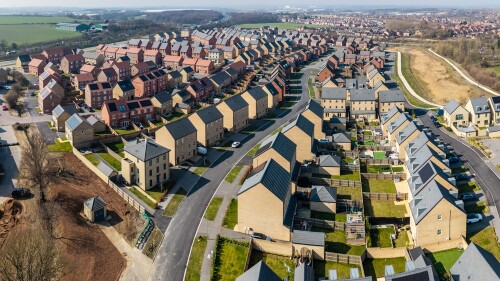 Aerial,Panorama,Landscape,View,Of,A,Large,New,Build,Housing