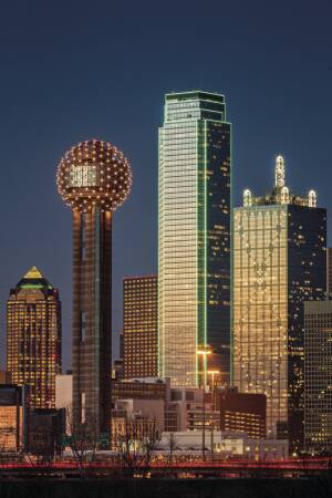 Dallas skyline.
