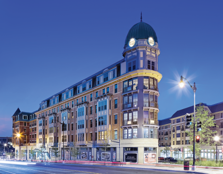 One- and two-bedroom apartments are available in the Portland Flats building, a component of Monroe Street Market in Washington, D.C. (© The Bozzuto Group)