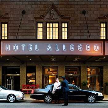 Kimpton’s Hotel Allegro is housed in the original Bismarck Hotel, which opened in 1894 in the heart of the Chicago theater and business districts. Countless artists, entertainers, politicians, and celebrities have stayed in the building over the past century. ( Kimpton Hotels)