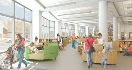 A rendering of the library space. (VSBA Architects)