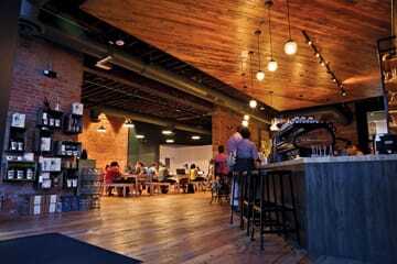 The Great Lakes Coffee Roasting Company’s  coffee bar in the Woodward Garden Block. (Midtown Detroit Inc.)
