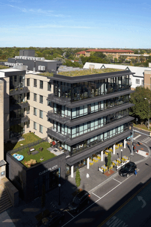 District House, a 75,000-square-foot (7,000 sq m) mixed-use development incorporating mid-rise condominiums and ground-floor retail in Oak Park, Illinois, exemplifies how green infrastructure can add value, biodiversity, and resilience to any building.