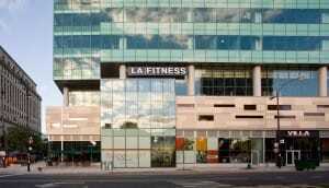 The corner of Harper Avenue and South Lake Street. LA Fitness is a key tenant in the project, occupying 32,860 square feet of space on the third level. (Leslie Schwartz Architectural Photography)