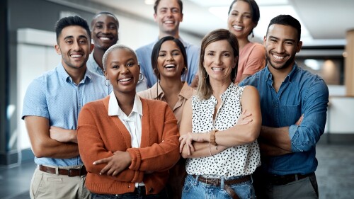 Diversity,,Portrait,Of,Happy,Colleagues,And,Smile,Together,In,A