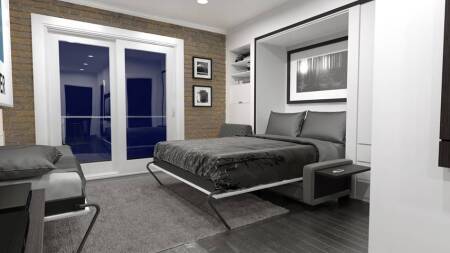 Urbaneer’s Murphy bed storage cabinet configurations can be tailored to fit smaller apartments. (Urbaneer)