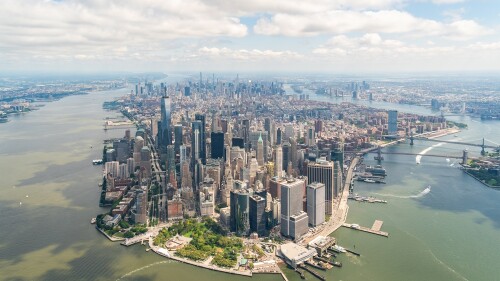 Aerial,Panoramic,City,View,On,Lower,Manhattan,District,And,Financial