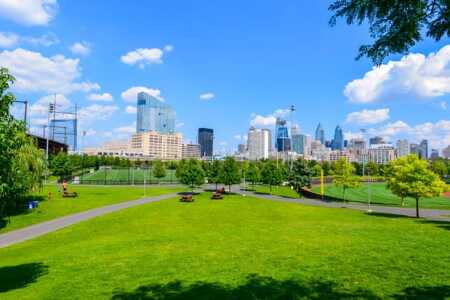 Sports fields and a public park were among the revitalization projects on the east side of the Penn campus. “Judy understood that what is good for Penn should be good for the community, and what is good for the community should be good for Penn,” says Laurie Olin, partner at OLIN and a professor of practice at Penn. (Lipofsky.com)