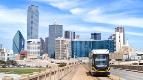 Tram,(metro,Train),On,Elevated,Highway,In,Front,Of,The