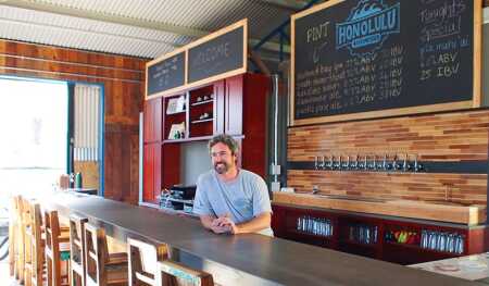 Geoff Seideman, owner and head brewer of Honolulu Beerworks, recently opened in Our Kaka’ako, Hawaii. (Jess Zimbabwe/Designed for the Future
)