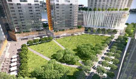 Rendering of the urban park at Barangaroo South. (Lendlease)