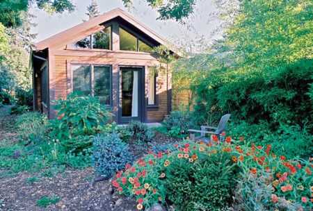 Another strategy for boomers wishing to age in place is to build a single-level PAD on their property to first offer for rent and then eventually downsize into. Bruce Nelson and Carolyn Matthews funded a $260,000, 640-square-foot (60 sq m) PAD in Portland by tapping inheritance and retirement funds. (Carolyn Matthews-Bruce Nelson)