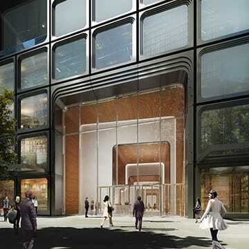 55 Hudson Yards, an office tower designed by A. Eugene Kohn of Kohn Pedersen Fox and Kevin Roche of Kevin Roche John Dinkeloo and Associates, will include a tenth-floor terrace level overlooking the High Line. (related-oxford)