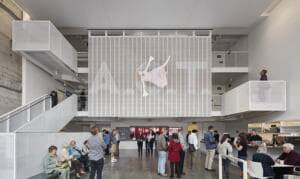 © Skidmore, Owings & Merrill LLP | Bruce Damonte, 2016. All rights reserved.Referencing the building’s history as a cinema, a nearly 500-square-foot (47 sq m) LED screen hangs in the lobby. It displays video and images that extend the theater experience into the lobby before performances, and serves as an exhibition space for local video art. It can easily be seen from the street and United Nations Plaza.