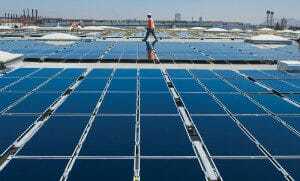 A solar installation on the roof of a Prologis facility in Fontana, California (photo by Woody Welch).