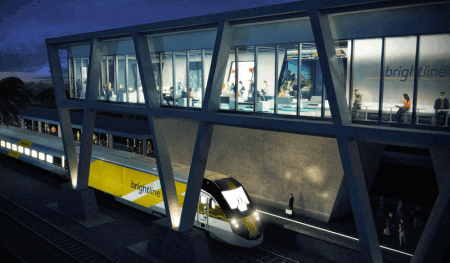 A rendering of the West Palm Beach station for the Brightline, a privately funded rail line, with service projected to begin between Miami and West Palm Beach in mid-2017.