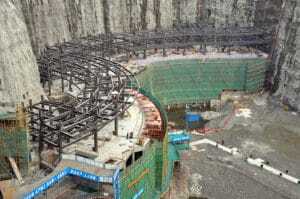 A view of the hotel complex being built inside a quarry near Shanghai. (Martin Jochman, JADE+QA)