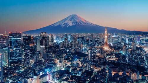 Tokyo,City,Viewed,From,High,Up,At,Sunset,,Japan