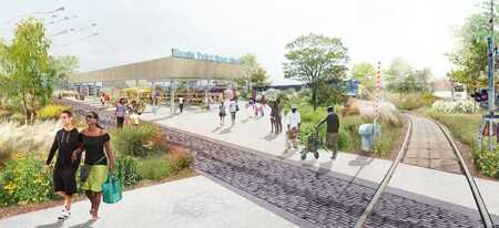 A rendering of Hunts Port Open Market, by PennDesign/OLIN. The design for this peninsula in the south Bronx would protect a massive food-distribution complex—a critical resource for the New York City area. (rebuilding by design)