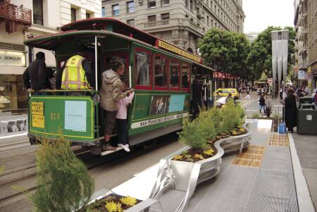 Small areas of pavement are transformed into usable urban open space, commonly known as parklets, in San Francisco’s Pavement to Parks Program. (Sergio /SFGate)