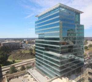 ©John Portman & Associates. Atlanta-based Portman Holdings’ 19-story, 370,000-square-foot (34,000 sq m) 615 South College tower in Charlotte is scheduled to be completed early this summer. Kimley-Horn provided design services for the project. Construction started two years ago.