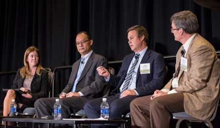 From left to right: Suzanne Mulvee, CoStar Group, Tim Wang, Clarion Partners, Tony Charles, Morgan Stanley and Doug Poutasse, Bentall Kennedy.