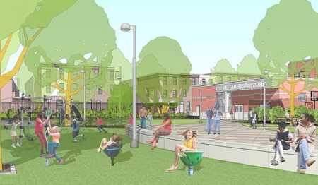 A rendering of the playground behind the facility. (VSBA Architects)