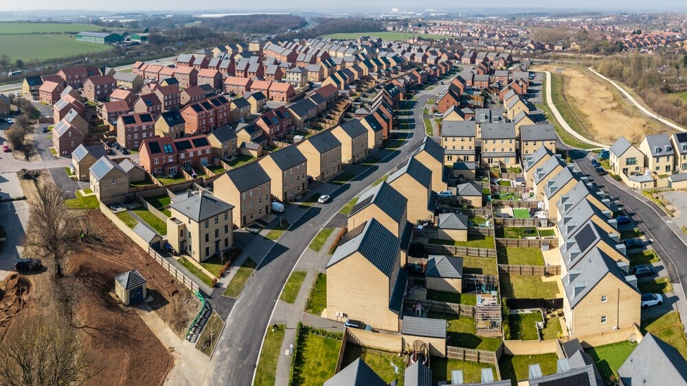 Aerial,Panorama,Landscape,View,Of,A,Large,New,Build,Housing